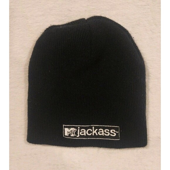 Vintage Jackass The Movie Promo Beanie Knit Hat MTV TV Show MTV Logo Tag - Picture 1 of 6